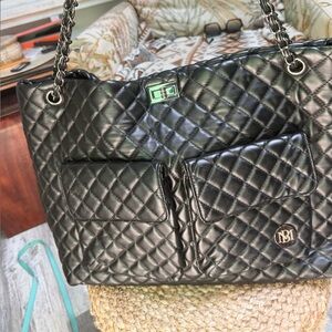 Badgley Mischka Black Quilted bag with trolley sleeve